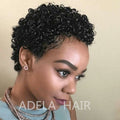 Short Curly Afro Wigs Fluffy Kinky 100% Human hair Wigs Short Curl